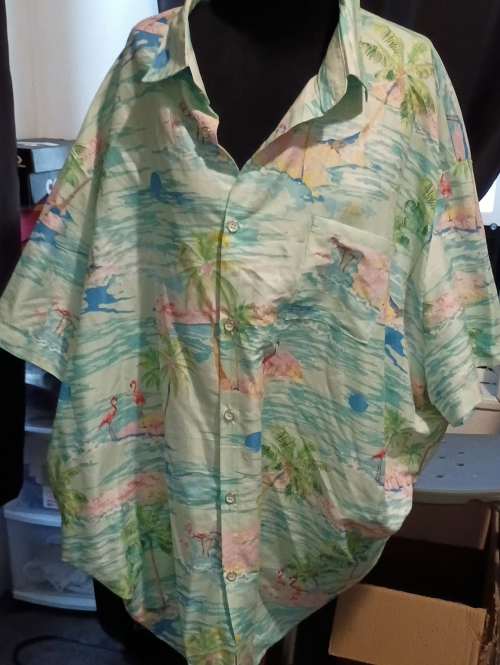 Men's Hawaiian Dress Shirt With Flamingos